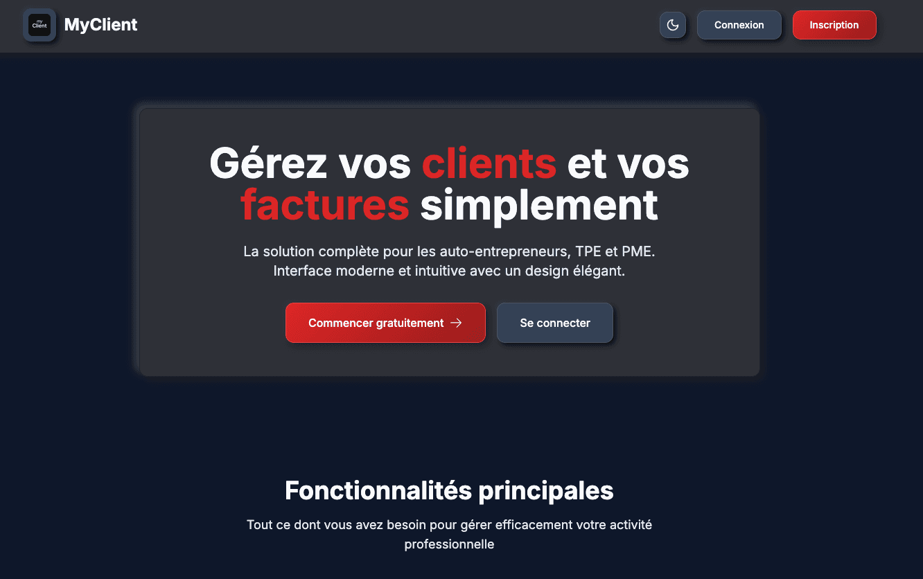 Capture d'écran myClient